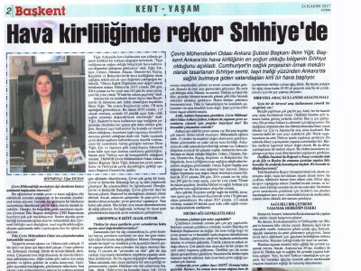 `ANKARA`DA EN KİRLİ HAVA SIHHİYE`DE`