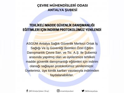 TEHLİKELİ MADDE GÜVENLİK DANIŞMANLIĞI EĞİTİMLERİ İÇİN İNDİRİM PROTOKOLÜMÜZ YENİLENDİ