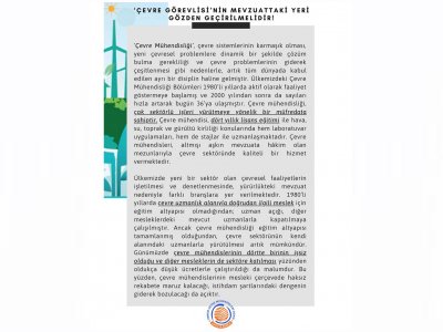 ÇEVRE GÖREVLİSİNİN MEVZUATTAKİ YERİ GÖZDEN GEÇİRİLMELİDİR
