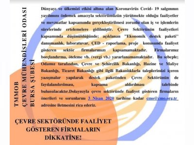 ÇEVRE SEKTÖRÜNDE FAALİYET GÖSTEREN FİRMALARIN DİKKATİNE!