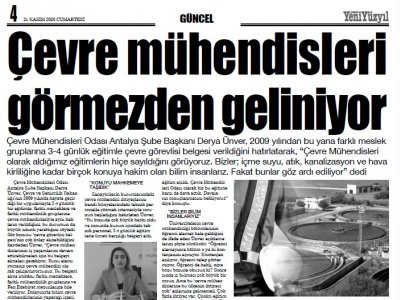 ŞUBE BAŞKANIMIZ DERYA ÜNVER ÇEVRE GÖREVLİSİ VE EĞİTİMLERİ HAKKINDA BASINA AÇIKLAMALARDA BULUNDU