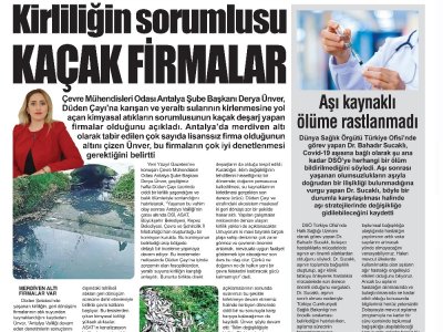 ŞUBE BAŞKANIMIZ DERYA ÜNVER AKDENİZDE YENİ YÜZYIL GAZETESİNE AÇIKLAMALARDA BULUNDU