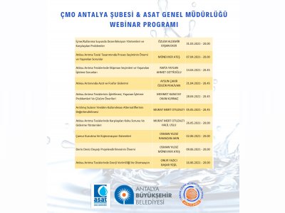 ÇEVRE MÜHENDİSLERİ ODASI ANTALYA ŞUBESİASAT GENEL MÜDÜRLÜĞÜ WEBINAR PROGRAMI BAŞLIYOR
