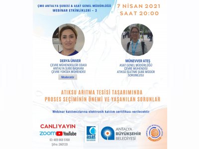ÇEVRE MÜHENDİSLERİ ODASI ANTALYA ŞUBESİASAT GENEL MÜDÜRLÜĞÜ WEBINAR PROGRAMI DEVAM EDİYOR
