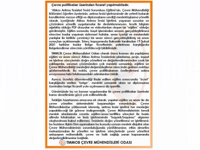 TMMOB ÇEVRE MÜHENDİSLERİ ODASI MESLEĞİMİZİ YOK SAYAN TEBLİĞLERE KARŞI BASIN AÇIKLAMASI GERÇEKLEŞTİRDİ.