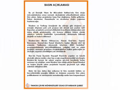 01.06.2021 TARİHİNDE ÇMO DİYARBAKIR ŞUBESİ OLARAK `EKOLOJİK YIKIMLA MÜCADELE HAFTASI İLE İLGİLİ BASIN AÇIKLAMASI GERÇEKLEŞTİRİLDİ.