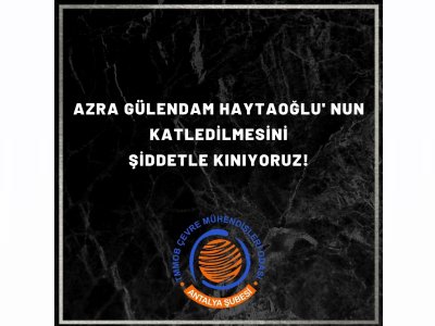 AZRA GÜLENDAM HAYTAOĞLU NUN KATLEDİLMESİNİ ŞİDDETLE KINIYORUZ