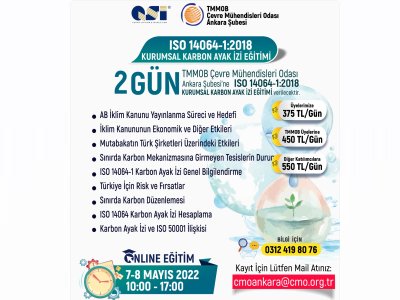 ONLINE EĞİTİMISO 14064-1:2018 KURUMSAL KARBON AYAK İZİSTANDARDI ÇERÇEVESİNDE SERA GAZLARI EMİSYONLARININ VE UZAKLAŞTIRMALARININ KURULUŞ SEVİYESİNDE HESAPLANMASI VE RAPORLANMASI) BİLGİLENDİRME EĞİTİMİ