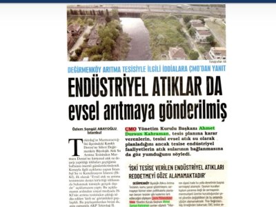 `ENDÜSTRİYEL ATIKLAR DA EVSEL ARITMAYA GÖNDERİLMİŞ`