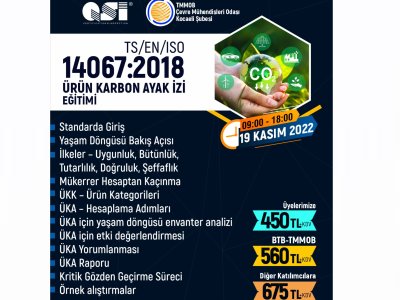 ISO 14067 ÜRÜN KARBON AYAK İZİ BİLGİLENDİRME EĞİTİMİ