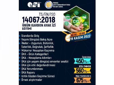 ISO 14067 ÜRÜN KARBON AYAK İZİ BİLGİLENDİRME EĞİTİMİ