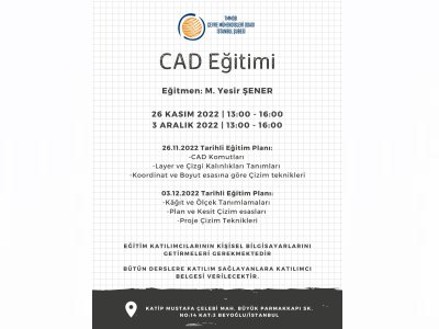 Şubemizde Gerçekleşecek Bilgisayar Destekli Çizim Eğitimi Hk.