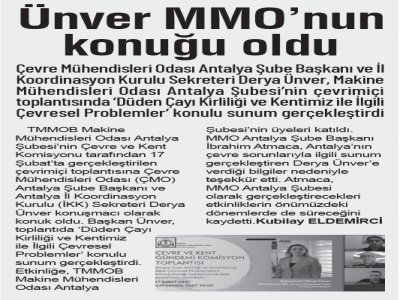 TMMOB MAKİNA MÜHENDİSLERİ ODASI ANTALYA ŞUBESİ ÇEVRE VE KENT GÜNDEMİ KOMİSYON TOPLANTISINA KATILDIK
