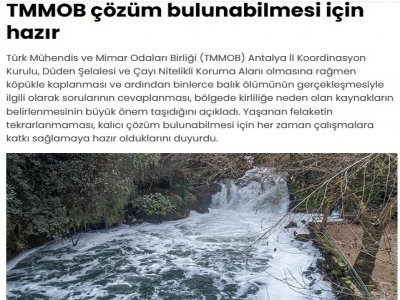 ANTALYA İL KOORDİNASYON KURULU DÜDEN ÇAYINDA YAŞANAN KİRLİLİK HAKKINDA BASIN AÇIKLAMASINDA BULUNDU