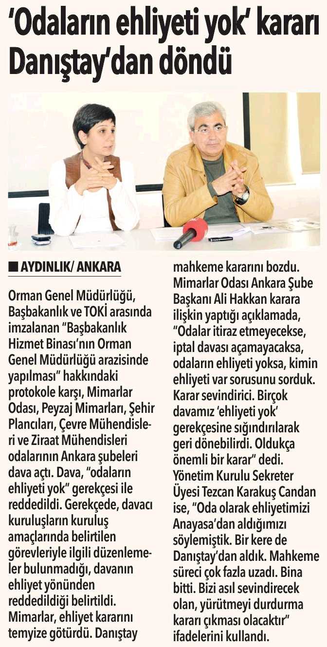 ODALARIN EHLİYETİ YOK` KARARI DANIŞTAY `DAN DÖNDÜAYDINLIK GAZETESİ)