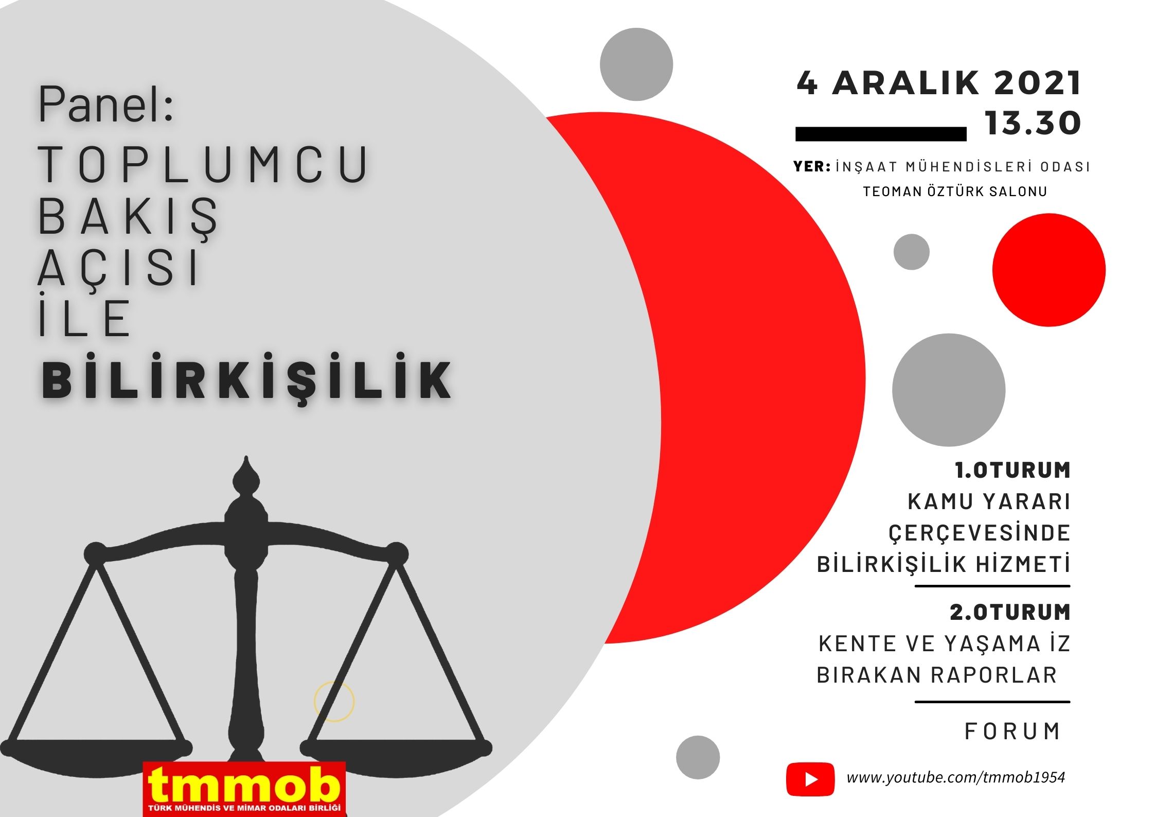 TMMOB Bilirkişilik Paneli 4 Aralık 2021 Tarihinde Gerçekleşecektir