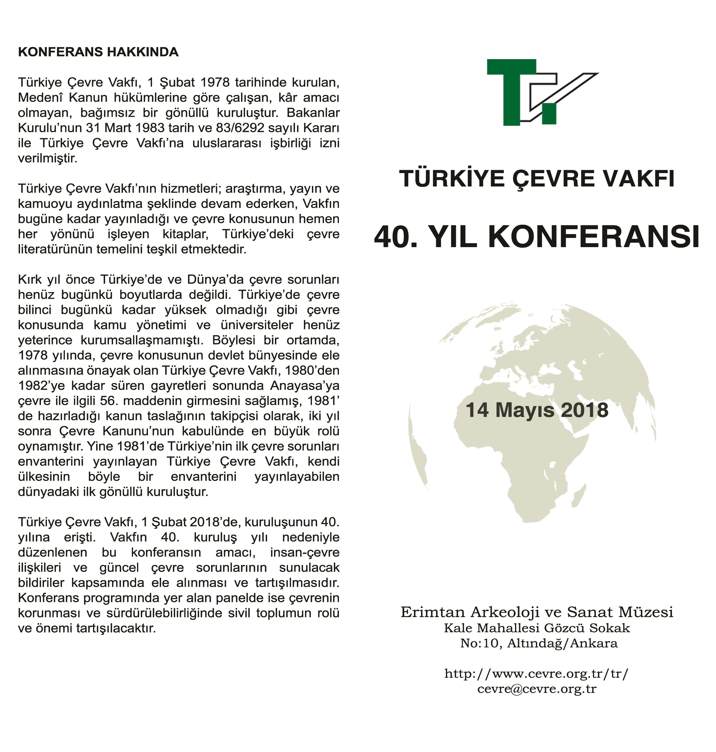 TÜRKİYE ÇEVRE VAKFI 40. YIL KONFERANSI